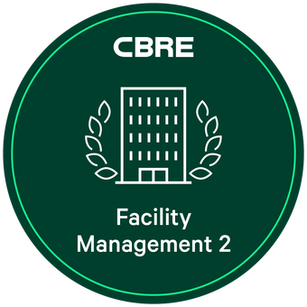 Facility Management II badge, issued by CBRE, verified on Credly