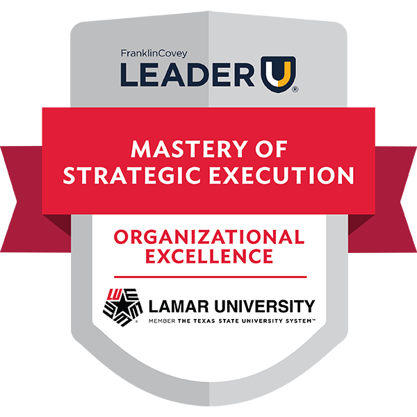 Mastery of Strategic Execution badge image. Learning. Foundational level. Issued by FranklinCovey