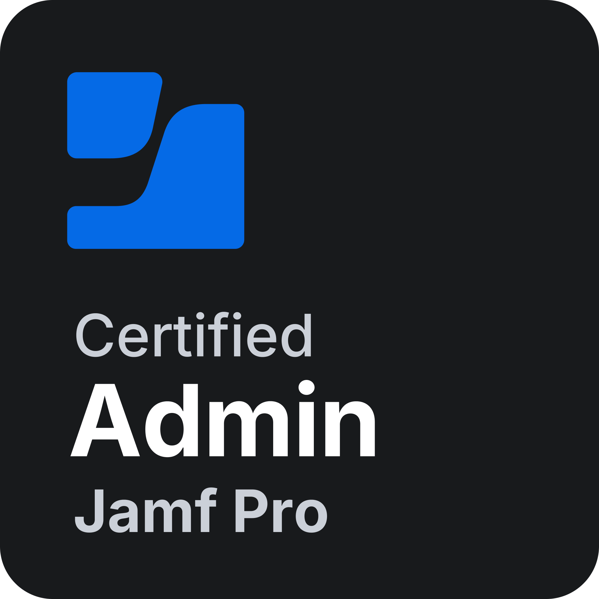 Jamf Pro Certified Admin 認證徽章