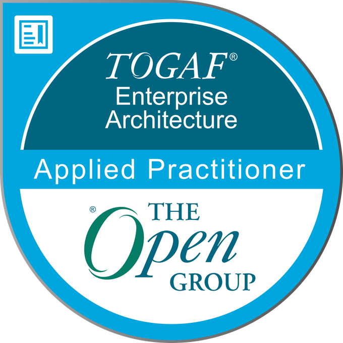 The Open Group Certified: Applied TOGAF® Enterprise Architecture Practitioner badge image. Learning. Intermediate level. Issued by The Open Group