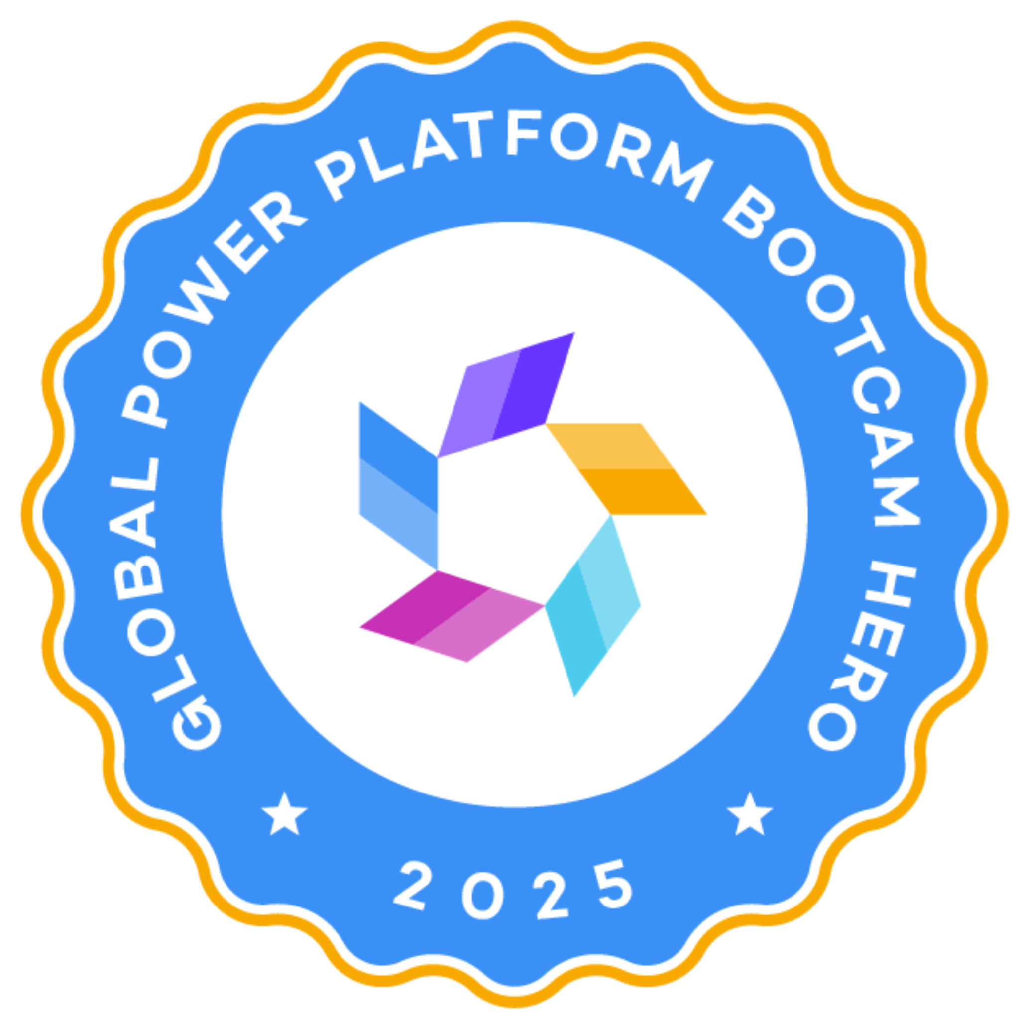 Utjecaj na zajednicu: slika značke Global Power Platform Bootcamp Hero 2025. Izdaje Global Power Platform Bootcamp