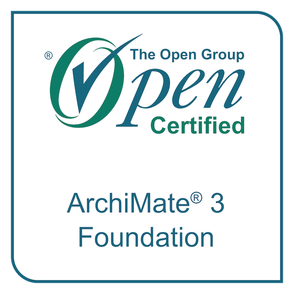 The Open Group Certified: ArchiMate® 3 Foundation badge image. Issued by The Open Group