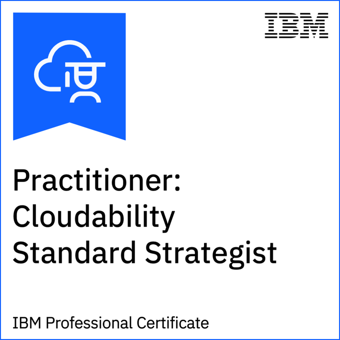 Practitioner: Cloudability Standard Strategist badge image. Validation. Intermediate level. Issued by IBM